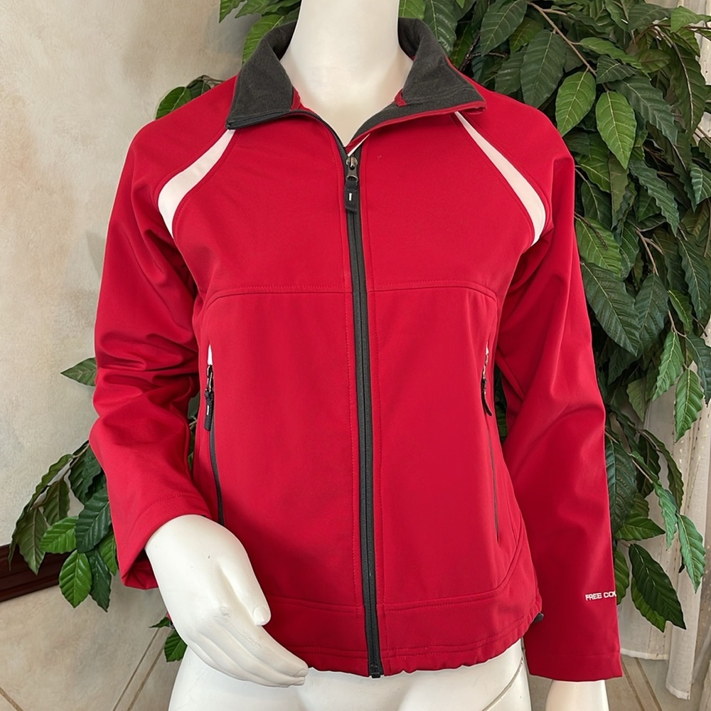 FREE COUNTRY RED FLEECE LINED LIGHTWEIGHT JACKET